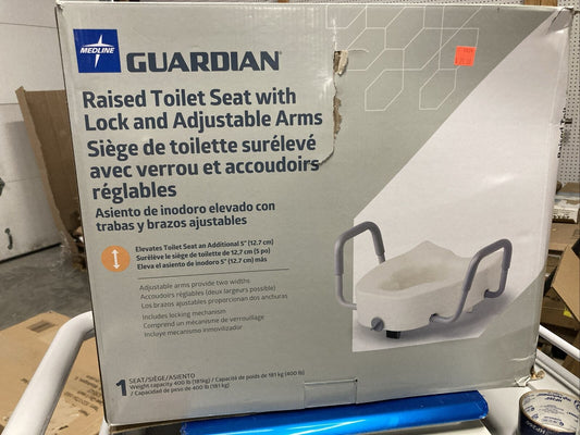 GUARDIAN Locking Elevated Toilet Seat with Padded Arms Up To 400 lbs by Medline