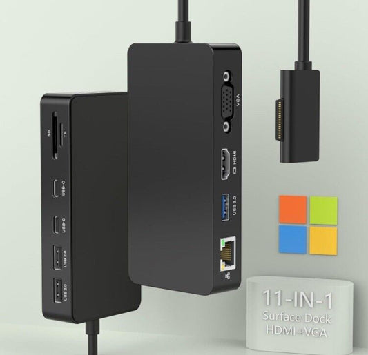 Surface Docking Station, 11-in-1 Triple Display (4K HDMI +VGA) Expansion Dock