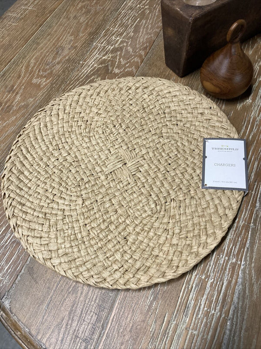 Target Threshold Woven Paper Charger Placemat Set Natural Round Classic